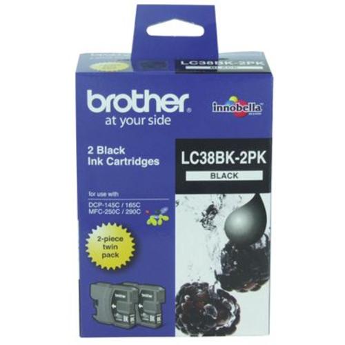 image of Brother LC38BK2PK Black Ink Cartridge Twin Pack