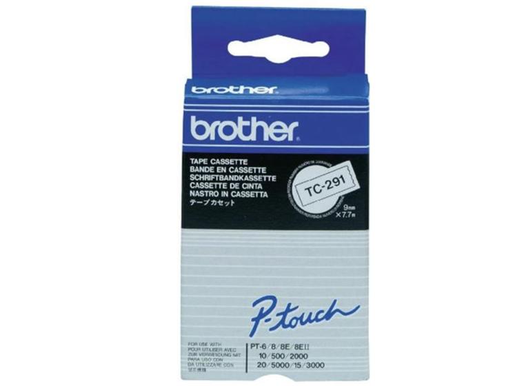 product image for Brother TC-291 9mm x 8m Black on White Label Tape