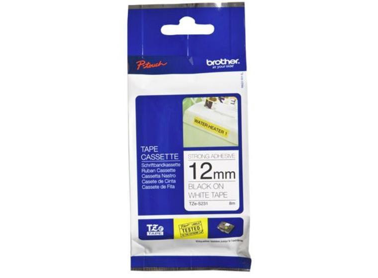 product image for Brother TZe-S231 12mm x 8m Extra Strength Black on White Tape