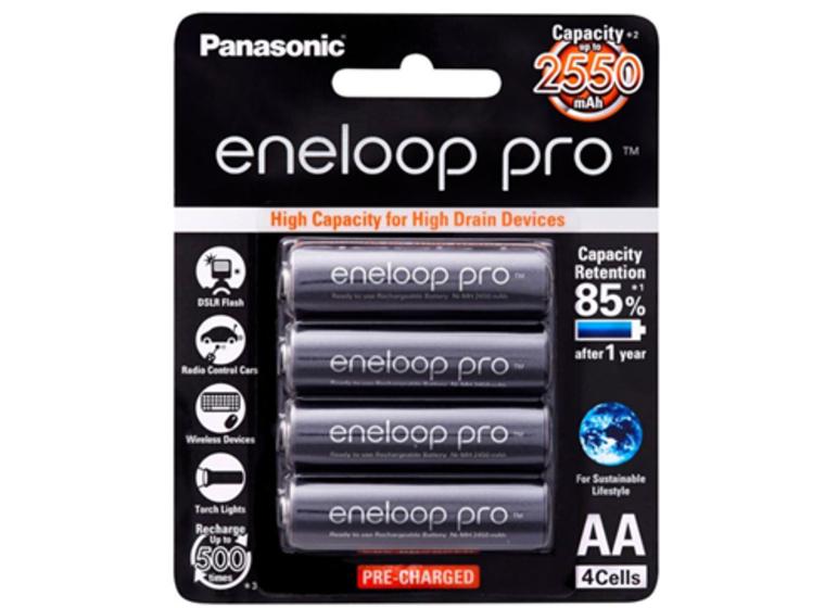 product image for Panasonic Eneloop PRO AA 2500mAh Rechargeable Batteries 4 Pack