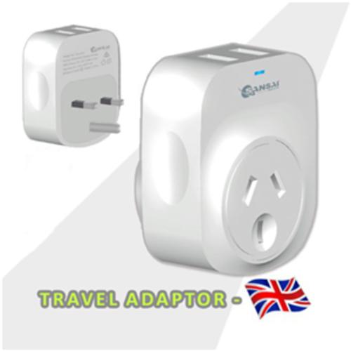 image of Sansai Outbound USB Travel Adapter - NZ/AU to UK Plug
