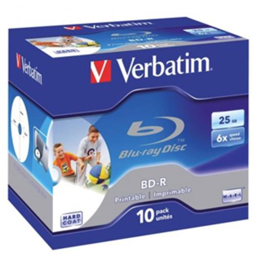 image of Verbatim BD-R 25GB 6X White Wide Printable 10 Pack in Jewel Cases
