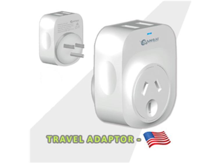 product image for Sansai Outbound USB Travel Adapter - NZ/AU to USA Plug