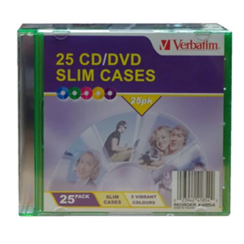 image of Verbatim CD/DVD 25 Pack Coloured Slim Cases