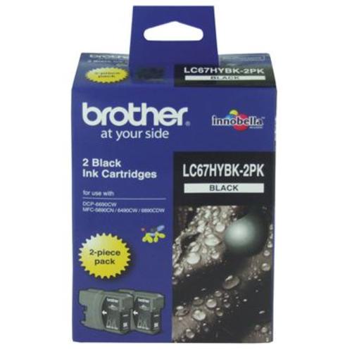 image of Brother LC67BK2PK Black Ink Cartridge Twin Pack