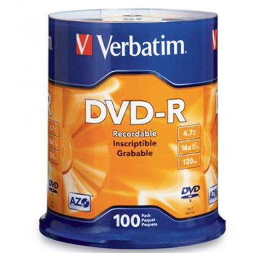 image of Verbatim DVD-R 4.7GB 16x 100 Pack on Spindle