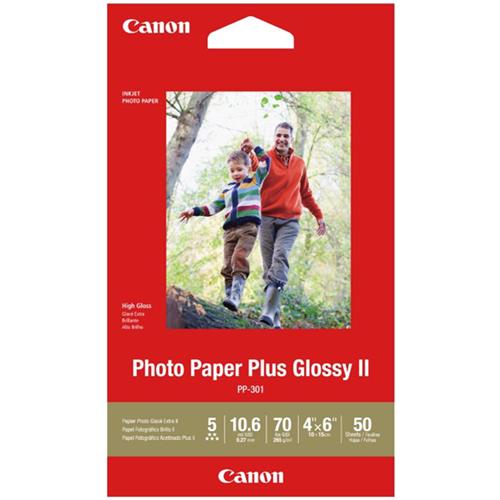 image of Canon PP-301 4x6 Glossy II 275gsm Photo Paper - 50 Sheets