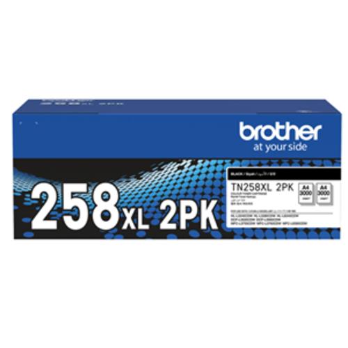 image of Brother TN258XLBK2PK High Yield Toner Black Double Pack