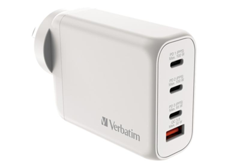 product image for Verbatim 100W GaN Charger with 3x USB-C and 1x USB-A