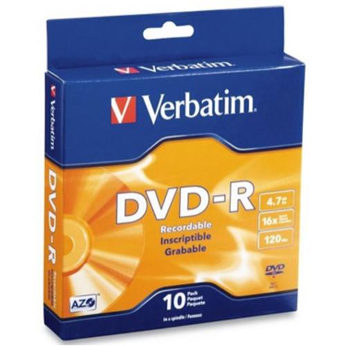 image of Verbatim DVD-R 4.7GB 16x 10 Pack on Spindle